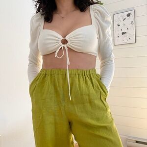 Majorelle knit tie front crop top